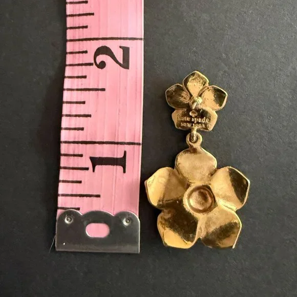 SOLD SOLDKate Spade 14k Gold Filled Floral Garden Drop Earrings Crystal Accents - Picture 8 of 8